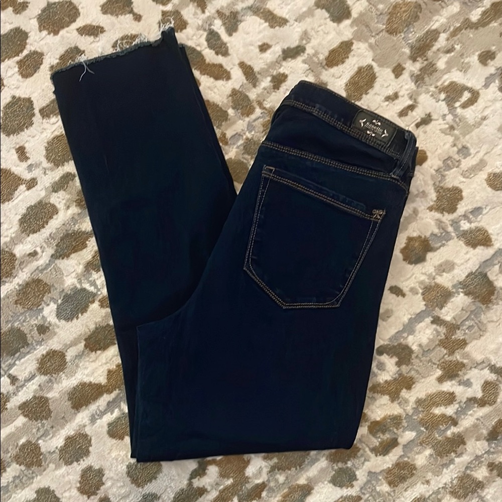 Nanette Lepore Belle Women's Dark Wash Slim Straight Cropped Denim Jeans Size 8
